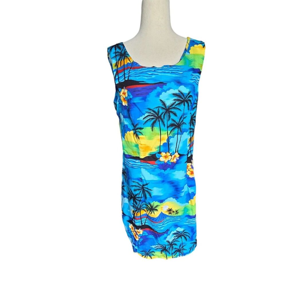 Aloha Republic Hawaiian Dress Blue Womens Large Tropical Hawaii Luau Vacation